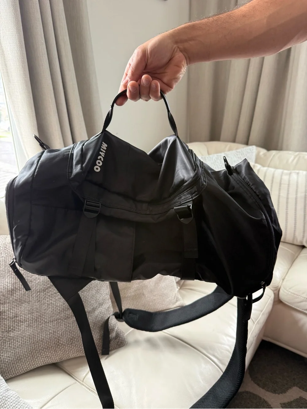 Black Men’s Travel Duffel Backpack